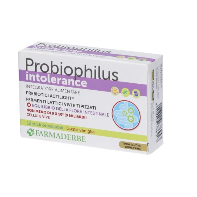 Probiophilus Intollerance 12 Stick Pack per il benessere intestinale e intolleranze alimentari Probiophilus Intollerance 12 Stick Pack per il benessere intestinale e intolleranze alimentari