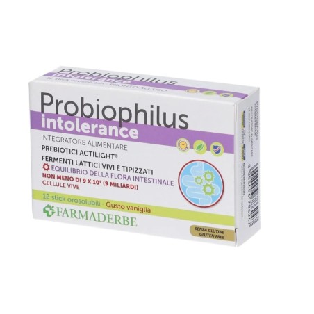 Probiophilus Intollerance 12 Stick Pack per il benessere intestinale e intolleranze alimentari Probiophilus Intollerance 12 Stick Pack per il benessere intestinale e intolleranze alimentari