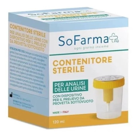 Contenitore sterile per raccolta urine So.Farma.Morra completo di provetta per analisi laboratorio Contenitore sterile per raccolta urine So.Farma.Morra completo di provetta per analisi laboratorio