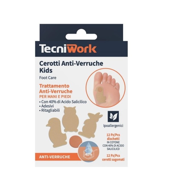 Cerotto anti verruche per bambini Tecniwork con simpatici animali beige 12 pezzi Cerotto anti verruche per bambini Tecniwork con simpatici animali beige 12 pezzi