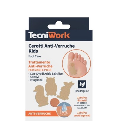 Cerotto anti verruche per bambini Tecniwork con simpatici animali beige 12 pezzi Cerotto anti verruche per bambini Tecniwork con simpatici animali beige 12 pezzi