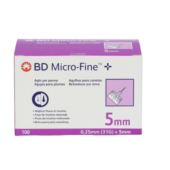 Aghi per penna da insulina Corman MicroFine+ Gauge 31 da 5mm, confezione da 100 pezzi sterili