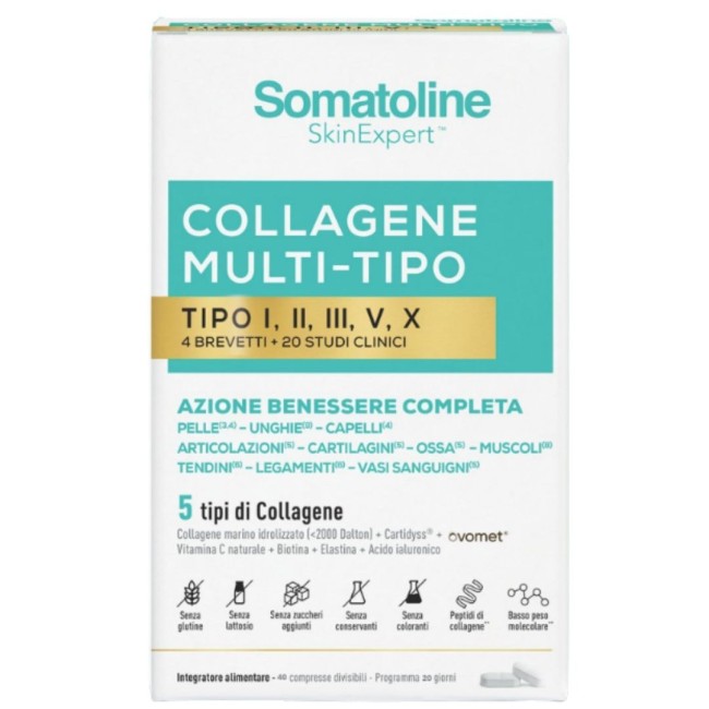 Somatoline Collagene Multi Tipo 40 Compresse - Integratore per unghie, pelle e capelli Somatoline Collagene Multi Tipo 40 Compresse - Integratore per unghie, pelle e capelli