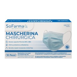 Mascherine chirurgiche blu So Farma Morra protezione elevata confezione da 10 pezzi monouso