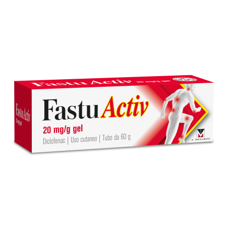 Fastuactiv gel diclofenac 20 mg per dolori muscolari e articolari A Menarini Fastuactiv gel diclofenac 20 mg per dolori muscolari e articolari A Menarini