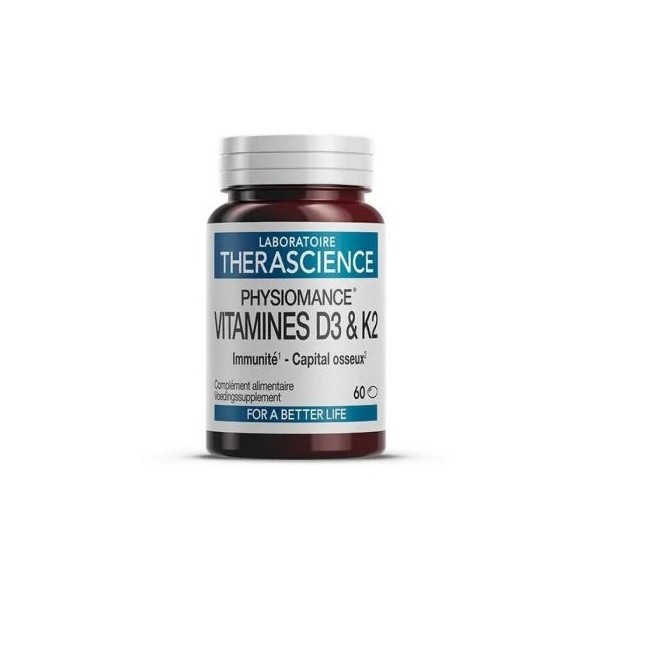 Therascience Physiomance Vitamine D3 & K2 - Integratore per ossa e sistema immunitario 60 perle