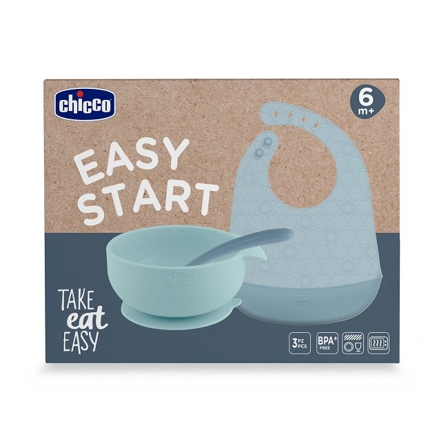 Chicco Easy Start Set Pappa Silicone Azzurro 6m+