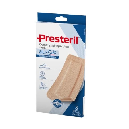 Cerotto Presteril Sili-soft Skin Post Operatorio 10x20 cm - Confezione da 3 pezzi sterili Cerotto Presteril Sili-soft Skin Post Operatorio 10x20 cm - Confezione da 3 pezzi sterili