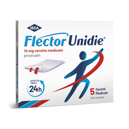 Cerotto medicato Flector Unidie 14mg con piroxicam per il trattamento del dolore localizzato Cerotto medicato Flector Unidie 14mg con piroxicam per il trattamento del dolore localizzato