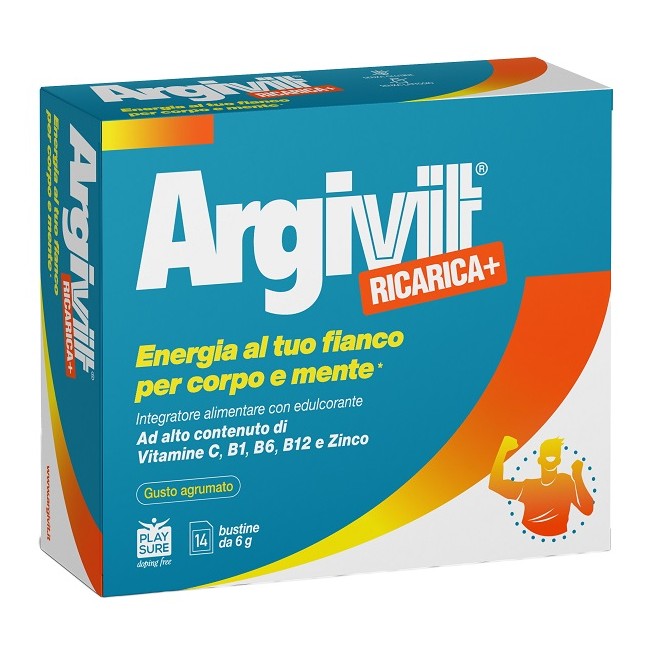 Argivit Ricarica+ integratore in bustine gusto agrumato senza glutine e lattosio per il benessere Argivit Ricarica+ integratore in bustine gusto agrumato senza glutine e lattosio per il benessere