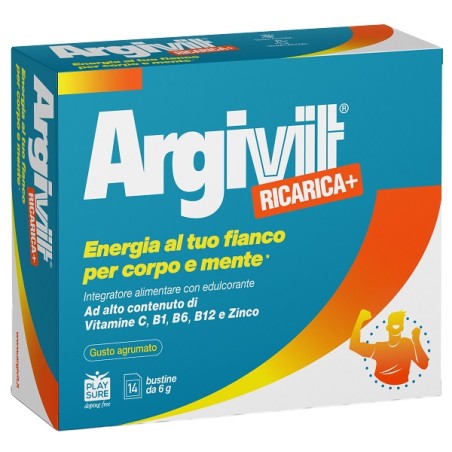 Argivit Ricarica+ integratore in bustine gusto agrumato senza glutine e lattosio per il benessere Argivit Ricarica+ integratore in bustine gusto agrumato senza glutine e lattosio per il benessere