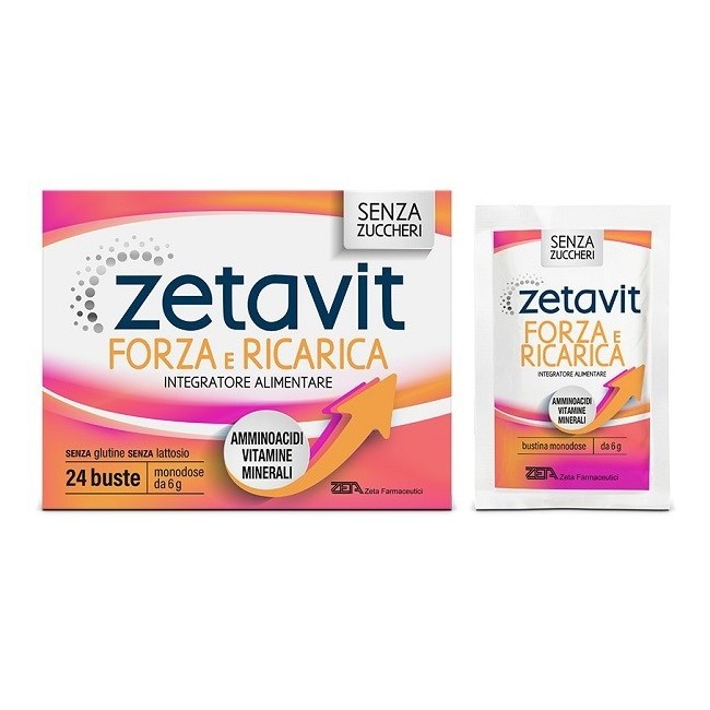 Zetavit Forza E Ricarica integratore multivitaminico 24 bustine per energia e vitalità Zetavit Forza E Ricarica integratore multivitaminico 24 bustine per energia e vitalità