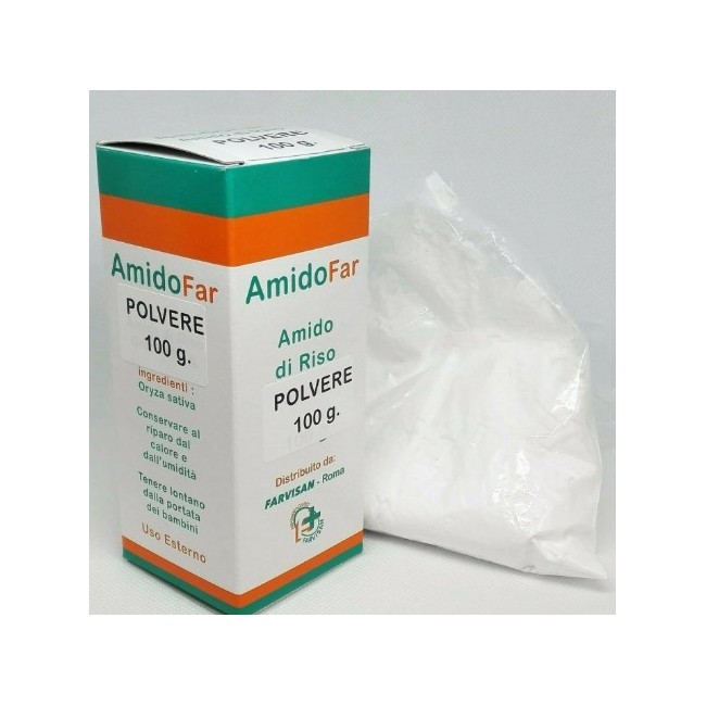 Amido di Riso Farvisan 100g - Emoliente e rinfrescante per la pelle delicata del bambino Amido di Riso Farvisan 100g - Emoliente e rinfrescante per la pelle delicata del bambino