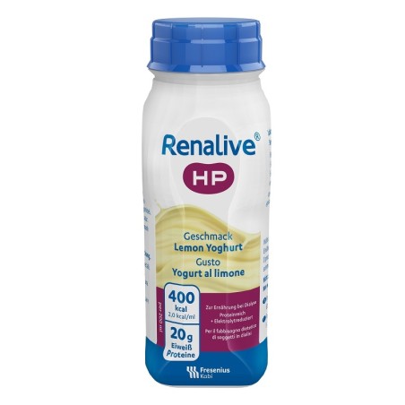 Renalive HP gusto yogurt limone 4 flaconi da 200ml senza glutine per nutrizione specializzata Renalive HP gusto yogurt limone 4 flaconi da 200ml senza glutine per nutrizione specializzata
