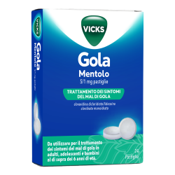 Vicks Gola Mentolo pastiglie per il sollievo rapido della gola irritata e infiammata