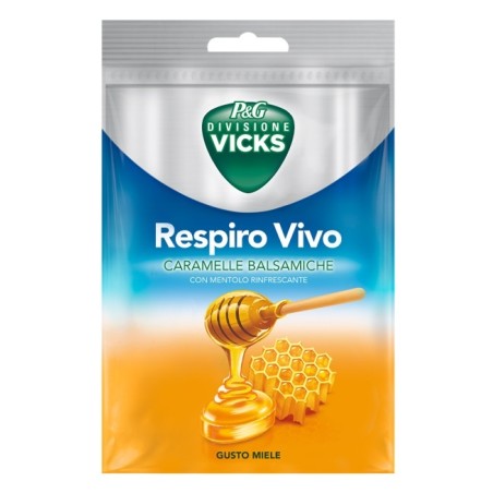 Vicks Respiro Vivo Caramelle Balsamiche al Miele 72g con edulcoranti per il benessere della gola Vicks Respiro Vivo Caramelle Balsamiche al Miele 72g con edulcoranti per il benessere della gola
