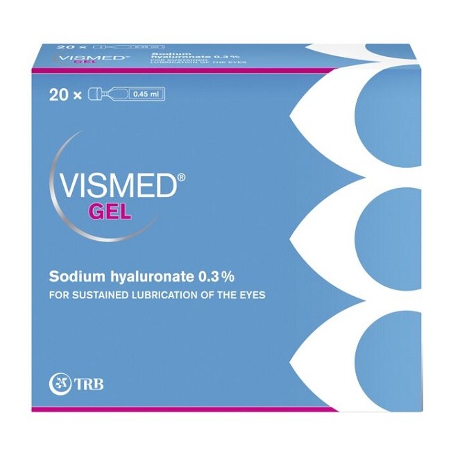 Vismed Gel collirio lubrificante con acido ialuronico 0,3% - 20 fialette monodose da 0,45ml Vismed Gel collirio lubrificante con acido ialuronico 0,3% - 20 fialette monodose da 0,45ml