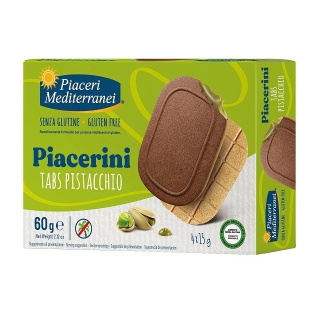 Piacerini Tabs al Pistacchio snack proteico mediterraneo 4 pezzi da 15g