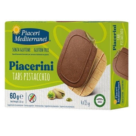Piacerini Tabs al Pistacchio snack proteico mediterraneo 4 pezzi da 15g