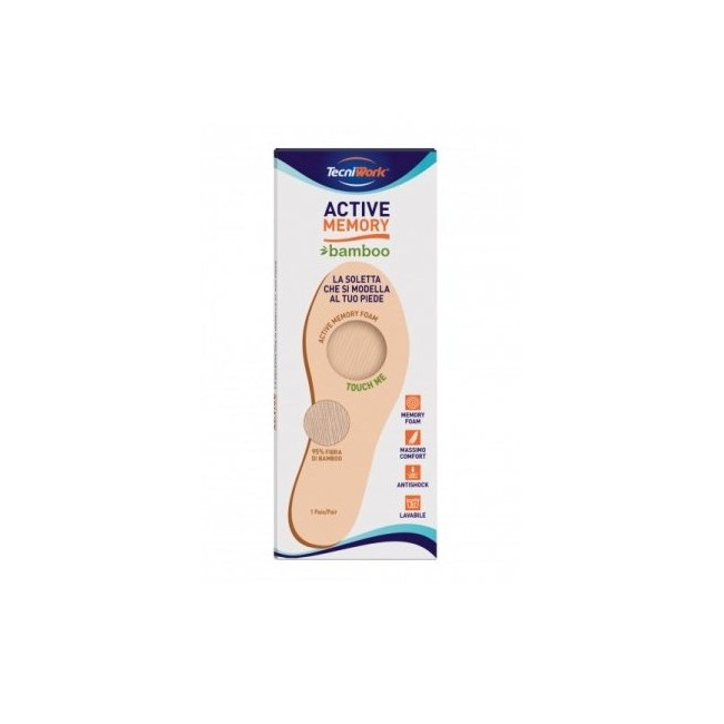 Tecniwork Active Memory Soletta Bamboo taglia 44 con memory foam e rivestimento antibatterico