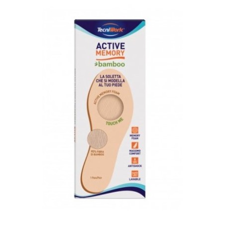Tecniwork Active Memory Soletta Bamboo taglia 44 con memory foam e rivestimento antibatterico