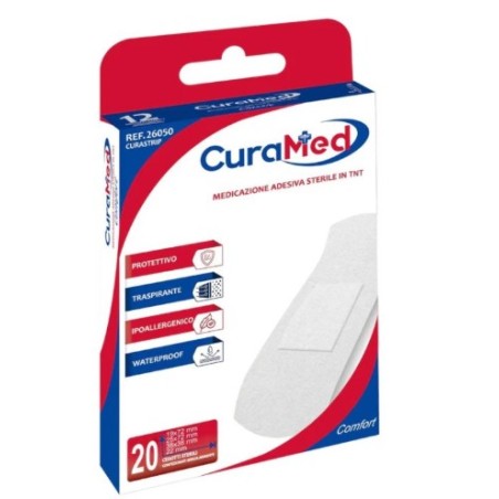 Cerotti Curastrip in tessuto non tessuto traspirante 4 misure assortite confezione da 20 pezzi Cerotti Curastrip in tessuto non tessuto traspirante 4 misure assortite confezione da 20 pezzi