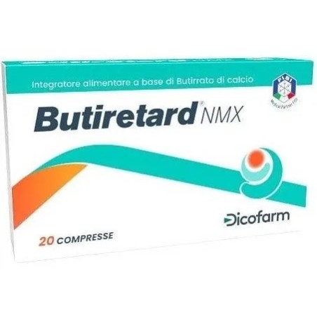 Dicofarm Butiretard NMX 20 compresse per il benessere intestinale senza glutine e lattosio Dicofarm Butiretard NMX 20 compresse per il benessere intestinale senza glutine e lattosio