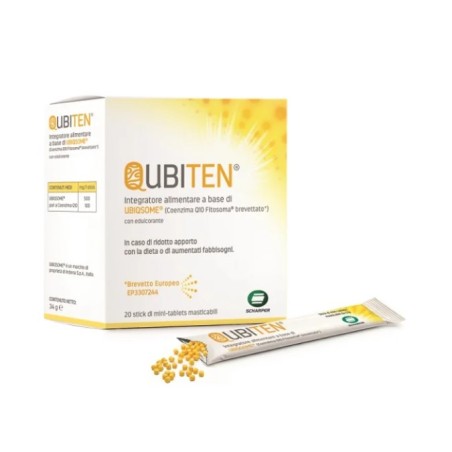 Scharper Qubiten 20 stick masticabili senza glutine e lattosio per il benessere quotidiano Scharper Qubiten 20 stick masticabili senza glutine e lattosio per il benessere quotidiano