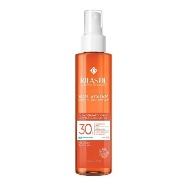 Rilastil Olio Dermatologico SPF30 protezione solare corpo per pelle sensibile e delicata
