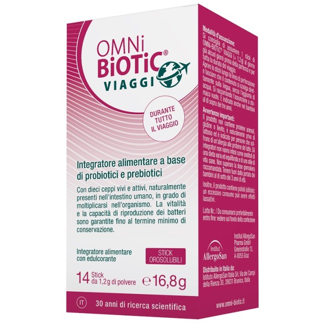 Omni Biotic Viaggi stick orosolubili per il benessere intestinale in viaggio senza glutine