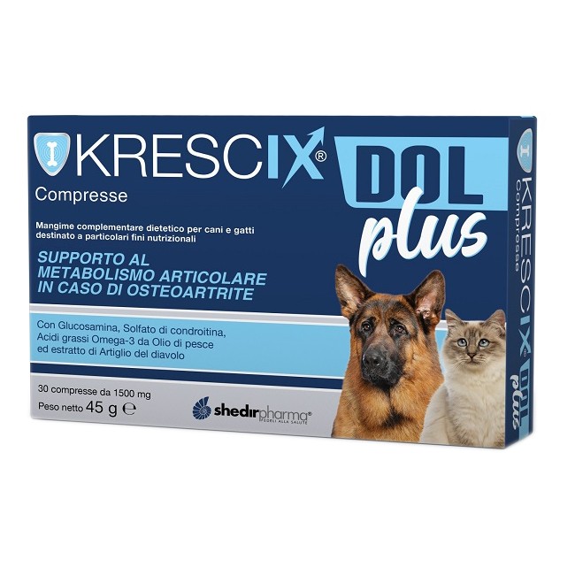 Shedir Pharma Krescix Dol Plus - Integratore per articolazioni e ossa dei cani 30 compresse Shedir Pharma Krescix Dol Plus - Integratore per articolazioni e ossa dei cani 30 compresse