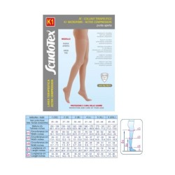 Collant a compressione graduata K1 Scudotex microfibra beige punta aperta taglia 3