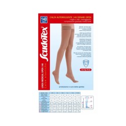 Calze autoreggenti Luropas Scudotex 140 denari open toe skin taglia 3 a compressione graduata
