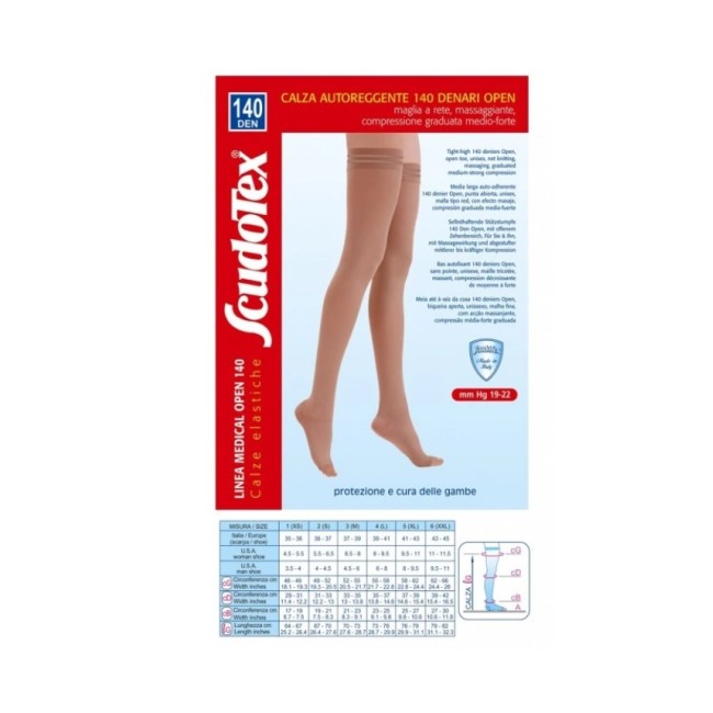 Calze autoreggenti Luropas Scudotex 140 denari open toe skin taglia 3 a compressione graduata