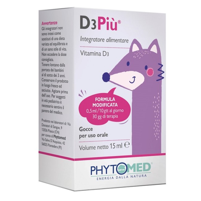 Phytomed D3piu Formula Modificata Gocce Orale 15 Ml - Integratore Vitamina D3 Phytomed D3piu Formula Modificata Gocce Orale 15 Ml - Integratore Vitamina D3