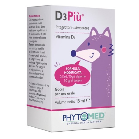 Phytomed D3piu Formula Modificata Gocce Orale 15 Ml - Integratore Vitamina D3 Phytomed D3piu Formula Modificata Gocce Orale 15 Ml - Integratore Vitamina D3