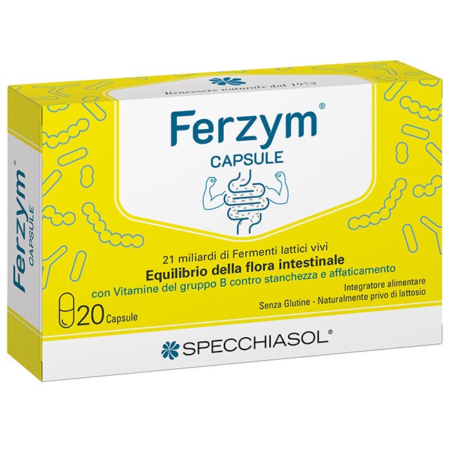 Ferzym Capsule integratore digestivo senza glutine e lattosio per il benessere intestinale Ferzym Capsule integratore digestivo senza glutine e lattosio per il benessere intestinale