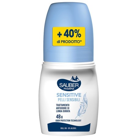 Deodorante roll on Sauber Deo 48h per pelli sensibili protezione delicata ed efficace Deodorante roll on Sauber Deo 48h per pelli sensibili protezione delicata ed efficace