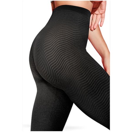 Leggings massaggianti a compressione graduata con trama ad onde nera Medi taglia 2 Leggings massaggianti a compressione graduata con trama ad onde nera Medi taglia 2