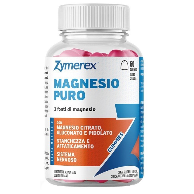 Wilco Farma Zymerex Magnesio Puro 60 Gummies Gusto Ciliegia Con Edulcoranti Senza Zuccheri Senza Glutine Senza Lattosio