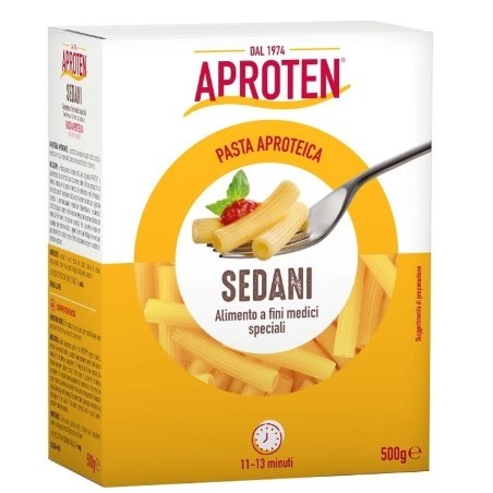 Aproten Pasta Sedani aproteica 500g ideale per diete a basso contenuto proteico Aproten Pasta Sedani aproteica 500g ideale per diete a basso contenuto proteico