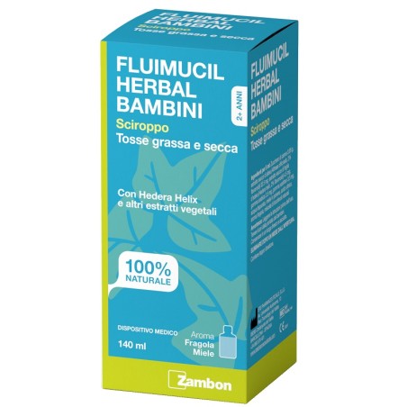 Fluimucil Herbal sciroppo bambini per tosse grassa e secca gusto fragola e miele 140ml Fluimucil Herbal sciroppo bambini per tosse grassa e secca gusto fragola e miele 140ml