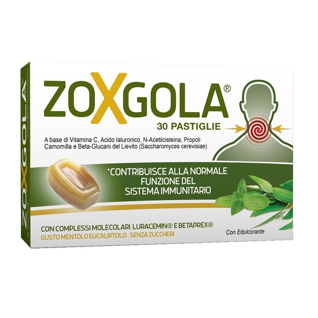 Zoxgola Mentolo Eucaliptolo 30 Pastiglie per il benessere della gola senza zuccheri