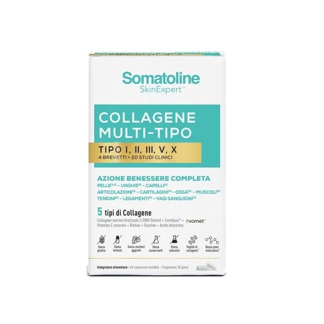 Somatoline Collagene Multi Tipo 60 Compresse Senza Glutine Senza Lattosio Senza Zuccheri Aggiunti