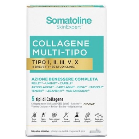 Somatoline Collagene Multi Tipo 60 Compresse Senza Glutine Senza Lattosio Senza Zuccheri Aggiunti