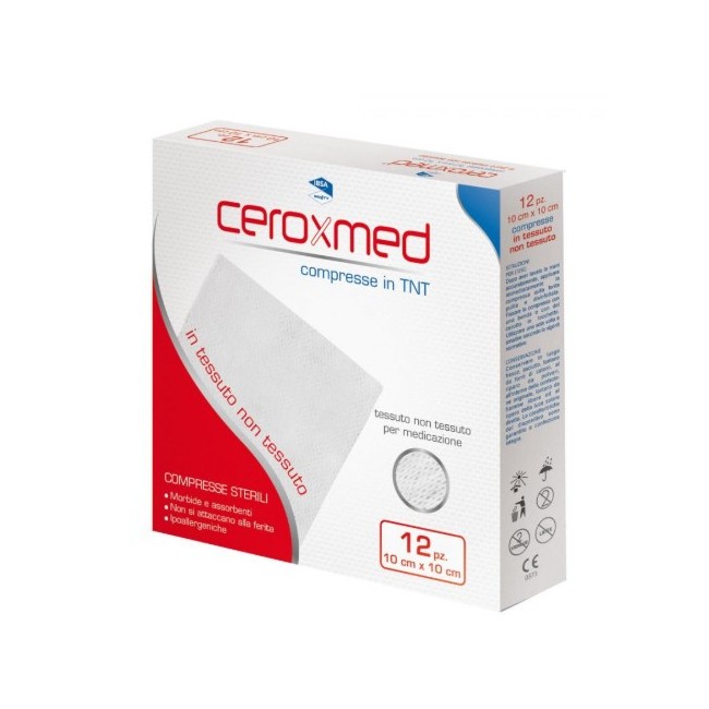 Garza compressa Ceroxmed 10x10 cm sterile per medicazioni professionali 12 pezzi
