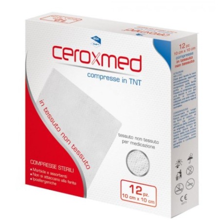 Garza compressa Ceroxmed 10x10 cm sterile per medicazioni professionali 12 pezzi