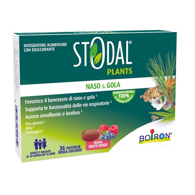 Boiron Stodal Plants Frutti Rossi 36 pastiglie senza glutine per il benessere della gola Boiron Stodal Plants Frutti Rossi 36 pastiglie senza glutine per il benessere della gola
