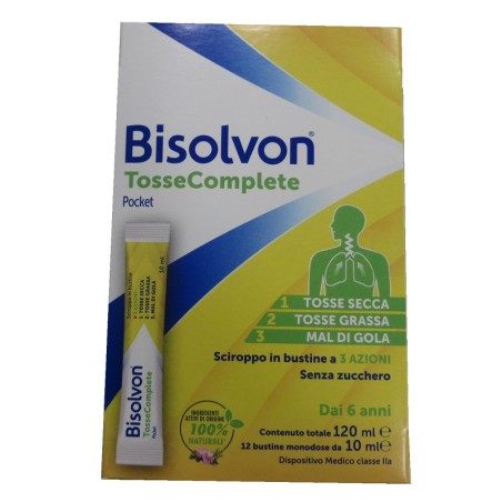 Bisolvon Tosse Complete Pocket Sciroppo 12 Bustine senza zucchero glutine e lattosio