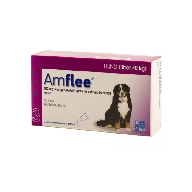 Confezione da 3 pipette di Amflee Combo per cani di taglia Gigante Confezione da 3 pipette di Amflee Combo per cani di taglia Gigante